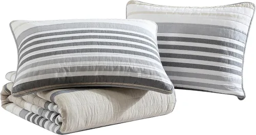 Vista 5 de Nautica - Juego de edredón individual, ropa de cama reversible de algodón con funda a juego, juego de ropa de cama moderno para todas las estaciones
