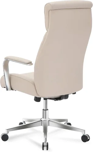 Vista 7 de Realspace Modern Comfort Modee - Silla de oficina ejecutiva de cuero vegano con respaldo alto, color arena/cromo, compatible con BIFMA