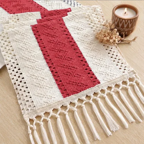 Vista 33 de FEXIA Camino de mesa bohemio para decoración del hogar, 12 x 72 pulgadas, decoración rústica de macramé Beige