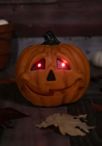 Vista 2 de Decoración de Jack O´ Lantern de 7 pulgadas que habla y se ilumina con mandíbula móvil Multicolor