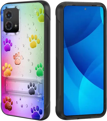 Vista 11 de Funda para Moto G 5G 2023, de doble capa, resistente a prueba de golpes, con soporte, funda protectora militar a prueba de caídas para Motorola Moto
