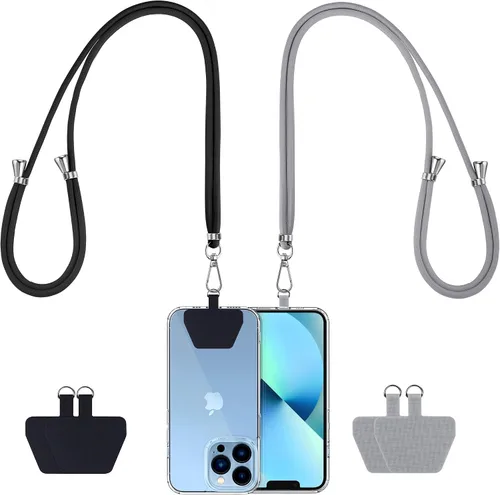Vista 11 de CACOE Cordón para teléfono celular 2 piezas - 1 pieza correa ajustable para el cuello, 1 pieza correa de muñeca, 2 piezas almohadillas, cruzado