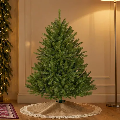 Vista 2 de National Tree Company - Mini árbol de Navidad artificial, verde, abeto Dunhill, incluye soporte, 4 pies