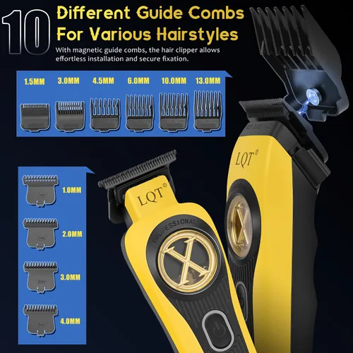 Vista 5 de Cortapelos profesionales recargables para hombres, juego de cortapelos inalámbrico de 9000 RPM con recortador, estuche y potente motor para cortar