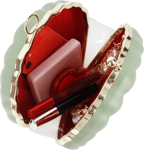 Vista 4 de Mini bolso de mano de noche de concha de mar para mujer, bolso con asa superior, correa de cadena, bolso cruzado