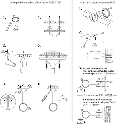 Vista 4 de Amazon Basics Juego de soportes para montaje en techo, paquete de 4, negro
