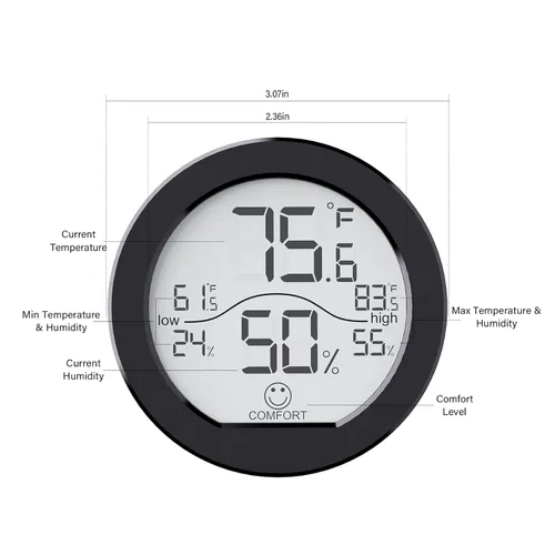 Vista 5 de SECRUI Higrómetro Termómetro para Temperatura de Habitación Medidor de Humedad Termómetro Interior Calibración de Precisión Sensor de Temperatura
