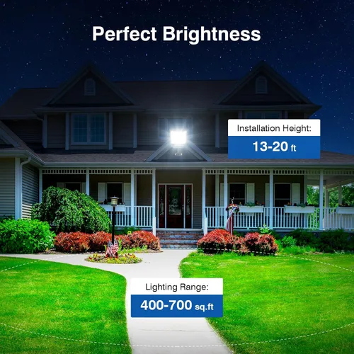 Vista 4 de Farolas solares impermeables para exteriores, 48000 lúmenes, luz de inundación gran angular de 320°, luz LED de estacionamiento solar con sensor