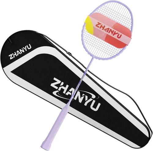 Vista 11 de Raqueta de bádminton, raquetas de bádminton, ofensivas y defensivas, ligeras de fibra de carbono de 2.65 oz de una sola pieza, moldeadas