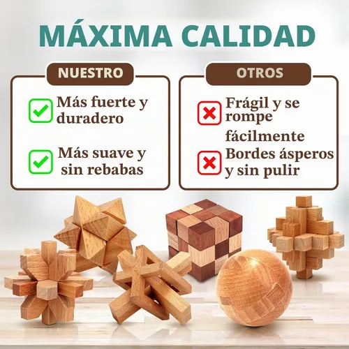 Vista 3 de Rompecabezas de metal de madera, regalos de Pascua para niños y adolescentes, rompecabezas de cerebro desenredado de eslabones de hierro, juego