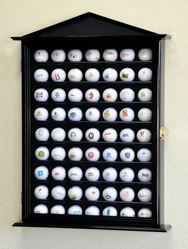 Vista 2 de sfDisplay,LLC. 63 Golf Ball Designer Display Case Cabinet Wall Rack Holder w/98% UV Protection Lockable Acabado negro
