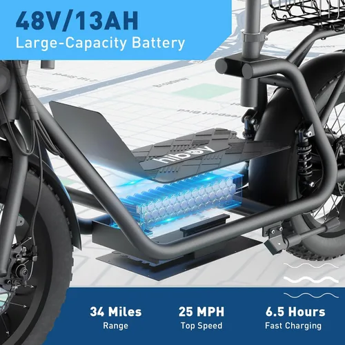 Vista 3 de Hiboy U2 Pro Electric Scooter for Adults with Seat & Basket