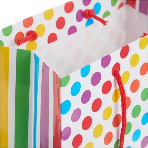 Vista 3 de Rainbow Birthday Bolsa de regalo de papel mediana (9 x 7 pulgadas), 1 unidad, diseño colorido y vibrante, calidad premium, ideal para regalos y más