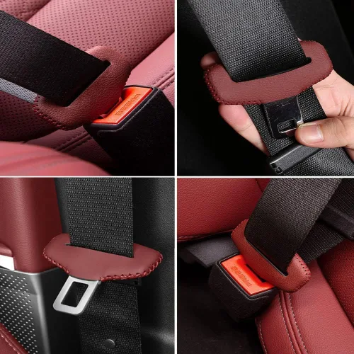 Vista 6 de Funda de hebilla para cinturón de seguridad, funda silenciadora para cinturón de seguridad, 5 piezas de funda protectora con clip para cinturón