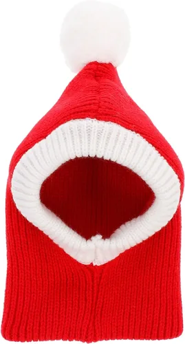 Vista 9 de POPETPOP Sombrero de Navidad para perro, divertido gorro de ganchillo para perro, rojo, cálido, para invierno, gorro de punto para el cuello