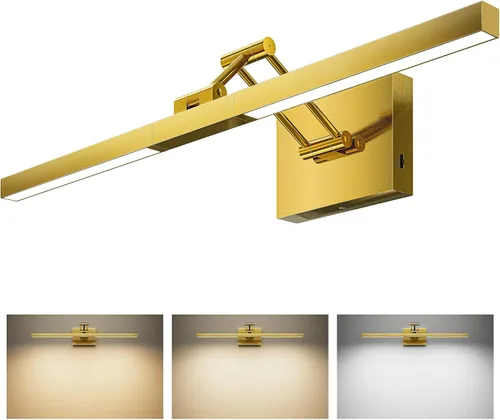 Vista 16 de VONLUCE Luz LED de Tocador de Baño de 24", Luces LED Modernas de Tocador 3CCT con Cabezal Giratorio de 360° y Brazo Oscilante, Lámpara de Baño