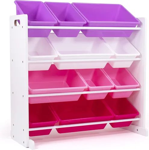Vista 9 de Humble Crew Organizador de almacenamiento de juguetes para niños con 12 cubos de plástico, camuflado, contenedores extraíbles para sala