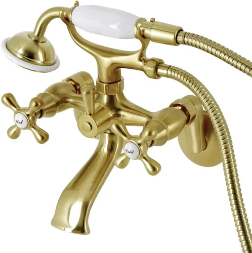 Vista 10 de Kingston Brass KS266C Kingston - Grifo de pared con patas de garra para bañera con ducha de mano, cromo pulido