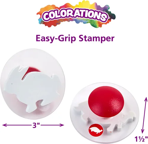 Vista 4 de Colorations Easy Knob Grip Stamper Sellos de Animales, Selva, Doméstico, Tropical, 14 Sellos, 2 pulgadas x 3 pulgadas, Narración de Cuentos
