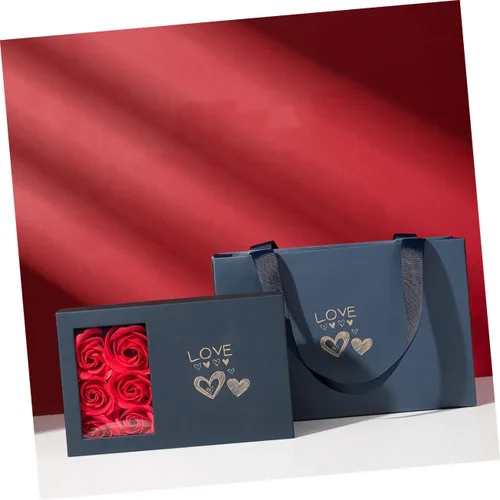 Vista 3 de 1 Unidades Caja de jabón flor colgante de flor de acrílico joyería de flor roja broche de rosa inmortal esponja portátil bolsa de joyería especial
