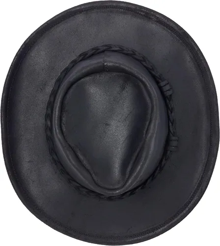 Vista 6 de Minnetonka Sombrero Outback - Cuero envejecido con ala de alambre de acero Negro