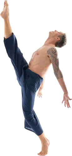 Vista 5 de CandyHusky Pantalones de pescador tailandés, pantalones de pirata de algodón para hombre, pantalones de descanso, pantalones samurái, disfraz gitano