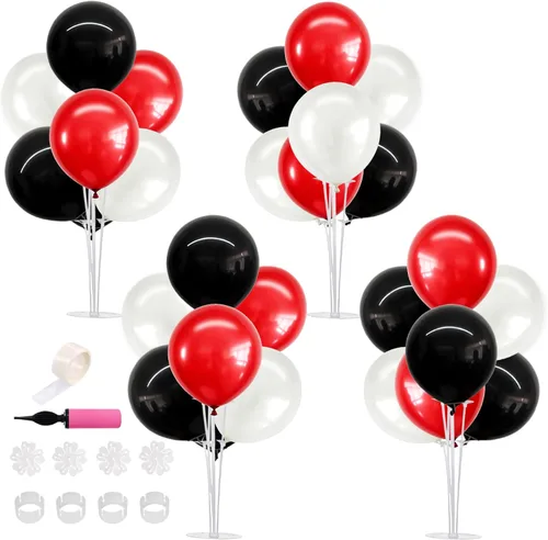 Vista 11 de TONIFUL Juego de 4 centros de mesa de globos de color negro, azul