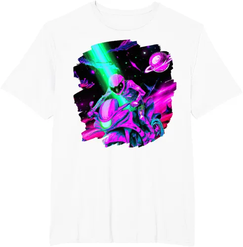 Vista 11 de Camiseta de motociclista espacial para motociclista astronauta, Negro, S