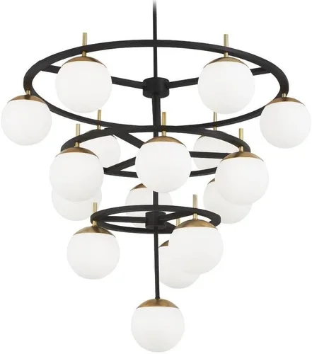 Vista 9 de George Kovacs P351-618 Alluria 1 lámpara colgante, 75 vatios en total, negro desgastado con oro otoñal