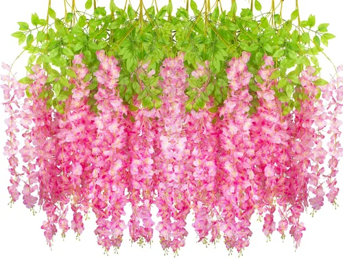 Vista 10 de AITISOR Paquete de 24 guirnaldas artificiales de vid de glicina falsa (3.75 pies), guirnalda colgante de flores de seda para decoración del hogar