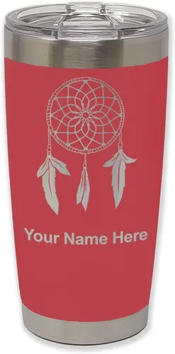 Vista 20 de LaserGram Vaso aislado al vacío de 20 onzas, atrapasueños, grabado personalizado incluido (negro) Engraved Gift, Vacuum Insulated Stainless Steel