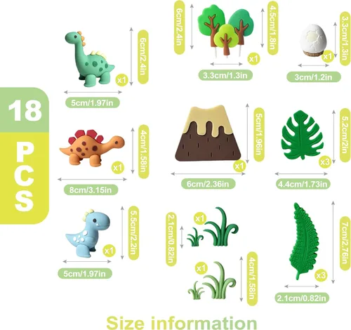 Vista 2 de 18 PCS Dinosaur Cake Toppers Birthday Cake Decorations Party Supplies