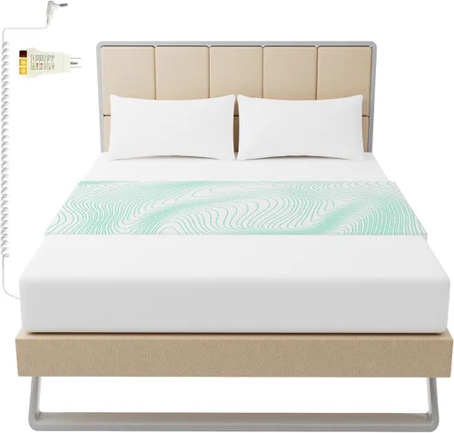 Vista 7 de Sábana de cama, sábana de tierra, sábana bajera ajustable de algodón orgánico para cama, 95% algodón orgánico, 5% fibra plateada con cable