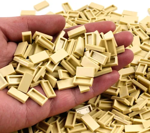Vista 3 de Ladrillos Clásicos 1x2 Planos - 1000 piezas Partes y Piezas Básicas de Construcción de Bloques, Placas Lisas MOC Accesorios Lotes a Granel Beige