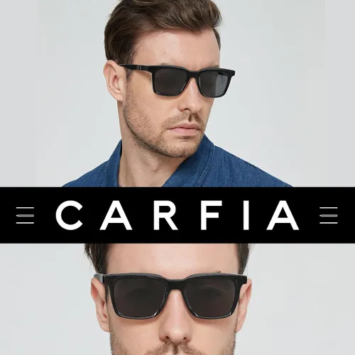 Vista 2 de CARFIA Small Square Polarized Sunglasses for Men UV400 Protection Acetate Retro Shades Driving Glasses