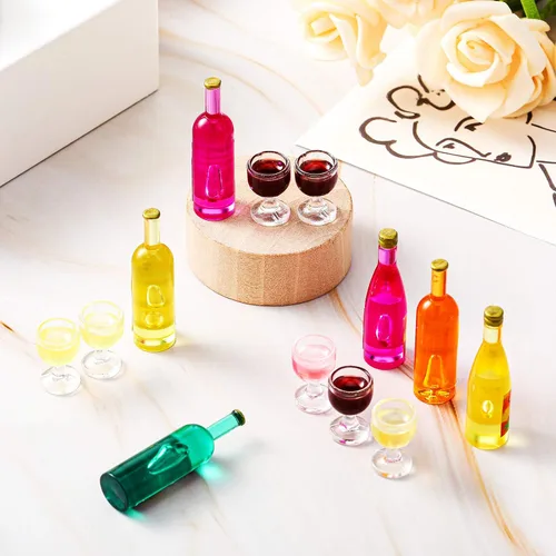 Vista 3 de Sumind 18 copas de vino en miniatura, mini botellas de champán para casa