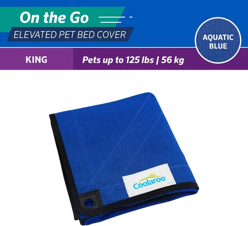 Vista 2 de Coolaroo On The Go - Funda de repuesto para cama elevada para perro, portátil para viajes y campamento, plegable para almacenamiento, King, azul