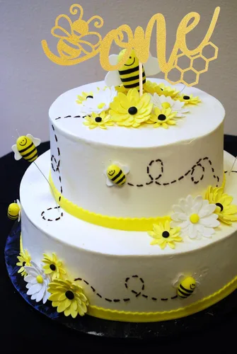 Vista 6 de One Bee - Decoración dorada para pastel de abejorro con purpurina – 1er cumpleaños, revelación de género, decoración de fiesta de baby shower