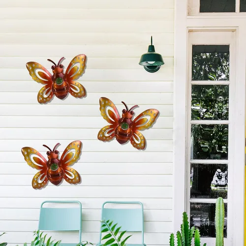 Vista 6 de Decoración de jardín, escultura de pared de abeja metálica, decoración de pared de abeja grande, decoración de jardín para colgar para patio