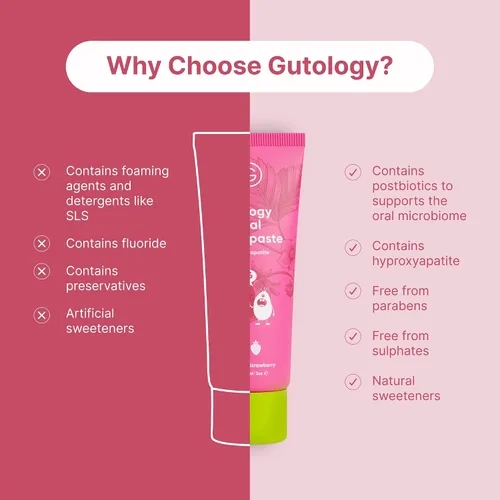 Vista 2 de Gutology Pasta de dientes probiótica natural para niños, hidroxiapatita, sin flúor, crema dental remineralizante, reparación de esmalte adecuada