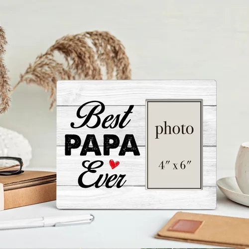 Vista 4 de Oqtumes Marco de fotos de regalo para papá, regalo para el abuelo de nietos, regalos para abuelo, marco rústico de madera con el mejor papá