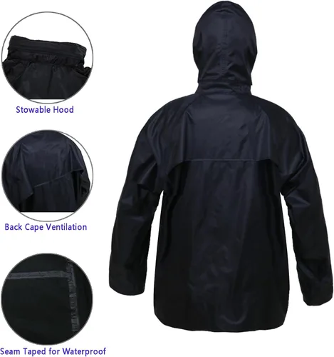 Vista 3 de Rizzon Chaqueta de traje de lluvia para hombres y mujeres, impermeable, ligero, equipo de lluvia para exteriores, granja, pesca, motocicleta