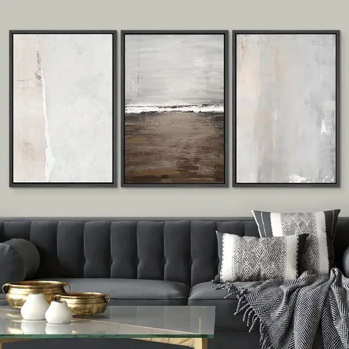 Vista 440 de SIGNWIN Lienzo enmarcado para pared, juego de arte pastel con cadena montañosa, bosque, niebla, naturaleza silvestre, ilustraciones modernas, arte