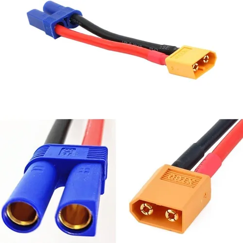Vista 3 de 2 pares EC5 a XT60 conector macho hembra adaptador de conversión de enchufe con 2.0 in 12 AWG cable de alambre para RC Hobby Modelo FPV Drone Car