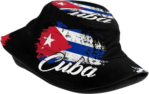 Vista 2 de Fashion Cuba Cuban Art Flag Bucket Hat Cuban Flag Fisherman Hat Print Beach Hat Packable Outdoor Travel for Women Men