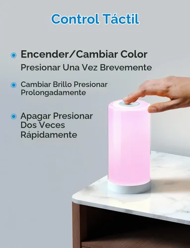 Vista 4 de meross Lámpara de mesa inteligente, lámpara de noche, compatible con Apple HomeKit, Siri, Amazon Alexa y SmartThings, blanco sintonizable