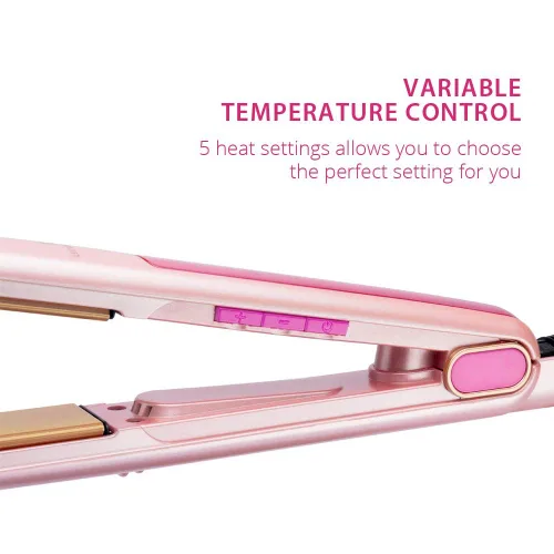 Vista 2 de Lee Stafford Plancha profesional para el cabello, plancha plana de cerámica Coco LoCo, control de temperatura variable, placas flotantes, color rosa