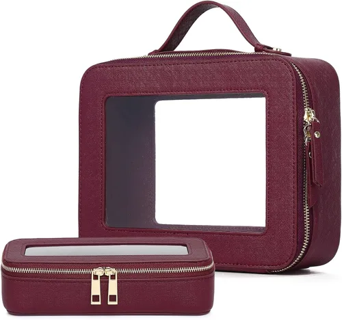 Vista 23 de Pinkmik Pequeña bolsa de maquillaje transparente, mini estuche para cosméticos, bolsa de aseo impermeable con cremallera, organizador de bolsos