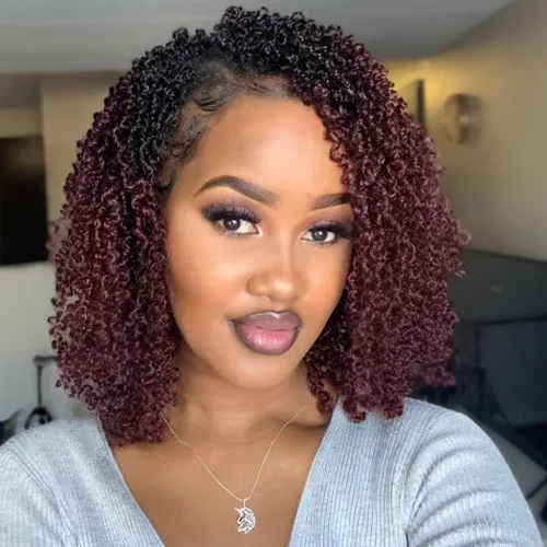 Vista 19 de COOKOO 6 pulgadas 8 paquetes Cabello de Ganchillo Pre-enrollado Yanky Twist para Mujeres Negro Natural Mini Passion Twists Pre-retorcido Cabello