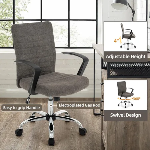 Vista 6 de 422 High Back Ribbed Office Chair Ergonomically Designed with Armrest Executive Swivel Computer Chairs with Wheels for Conference Study Leisure